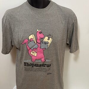 Gray T-Shirt with Pink Dinosaur Graphic